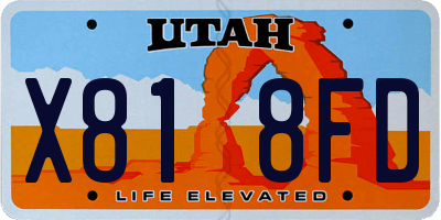 UT license plate X818FD
