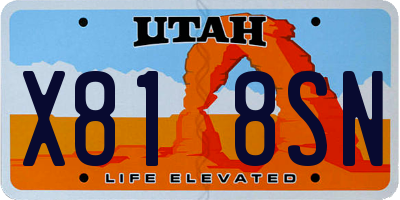 UT license plate X818SN