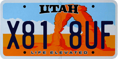 UT license plate X818UF