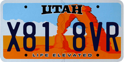 UT license plate X818VR