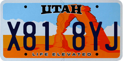 UT license plate X818YJ