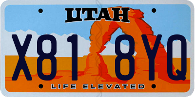 UT license plate X818YQ