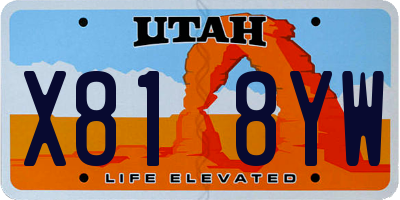 UT license plate X818YW