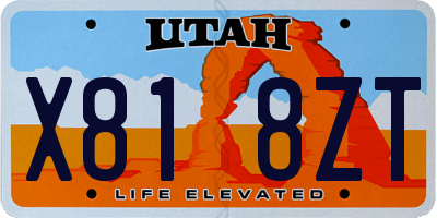 UT license plate X818ZT