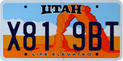 UT license plate X819BT