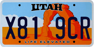UT license plate X819CR