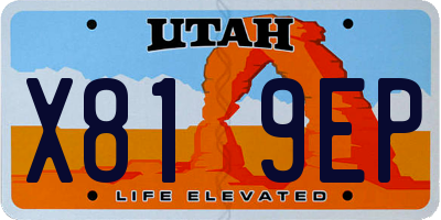 UT license plate X819EP