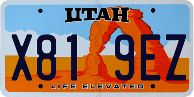 UT license plate X819EZ