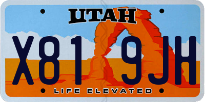 UT license plate X819JH