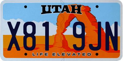 UT license plate X819JN