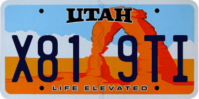 UT license plate X819TI