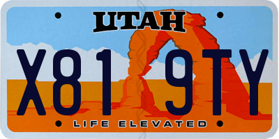 UT license plate X819TY