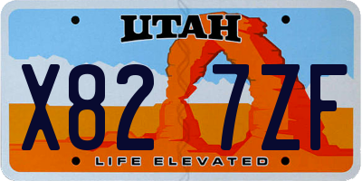 UT license plate X827ZF