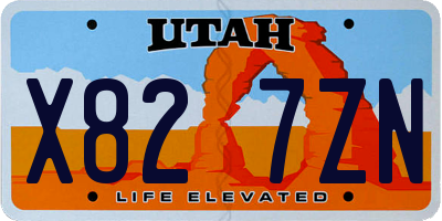 UT license plate X827ZN