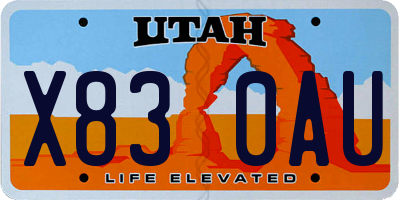 UT license plate X830AU