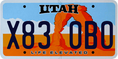 UT license plate X830BO