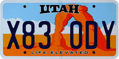 UT license plate X830DY
