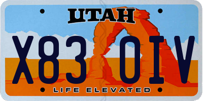 UT license plate X830IV