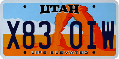 UT license plate X830IW