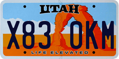 UT license plate X830KM