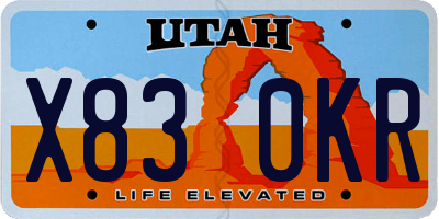 UT license plate X830KR
