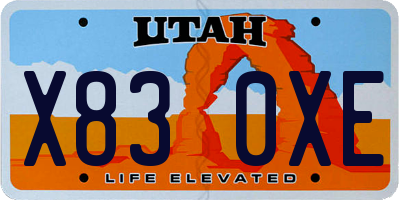 UT license plate X830XE