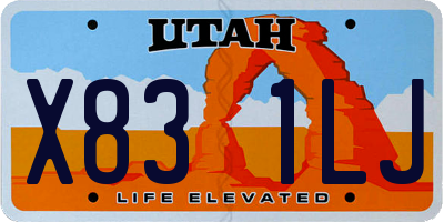 UT license plate X831LJ