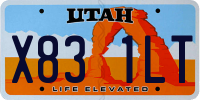 UT license plate X831LT