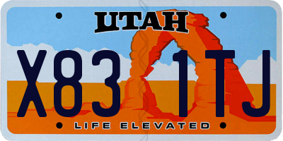 UT license plate X831TJ