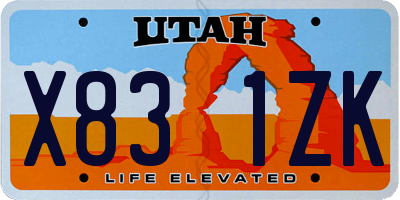 UT license plate X831ZK