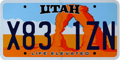 UT license plate X831ZN