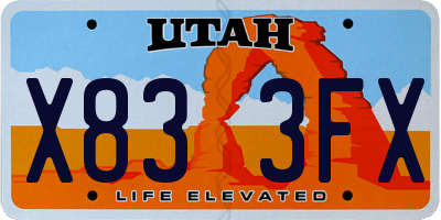 UT license plate X833FX