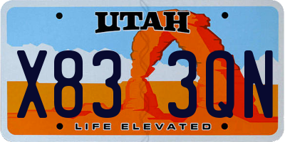 UT license plate X833QN