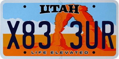 UT license plate X833UR