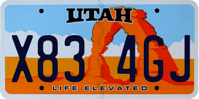UT license plate X834GJ