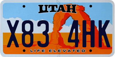 UT license plate X834HK