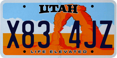 UT license plate X834JZ