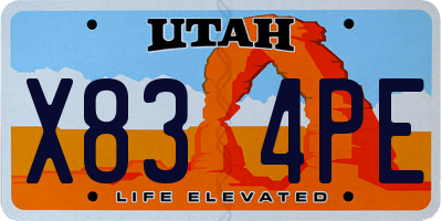 UT license plate X834PE