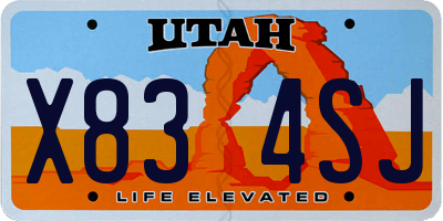 UT license plate X834SJ