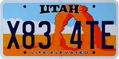 UT license plate X834TE