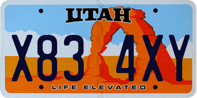 UT license plate X834XY