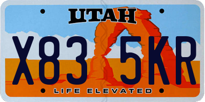 UT license plate X835KR