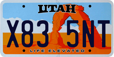 UT license plate X835NT