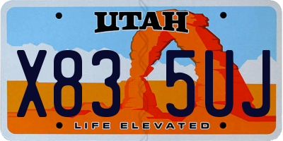UT license plate X835UJ