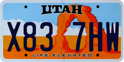 UT license plate X837HW