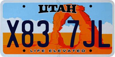 UT license plate X837JL