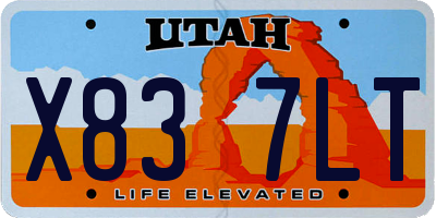 UT license plate X837LT