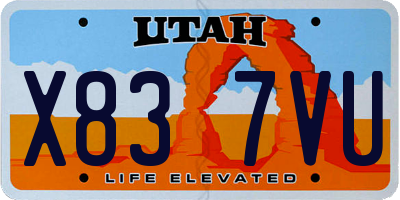 UT license plate X837VU