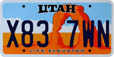 UT license plate X837WN