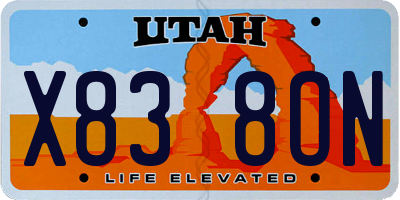 UT license plate X838ON
